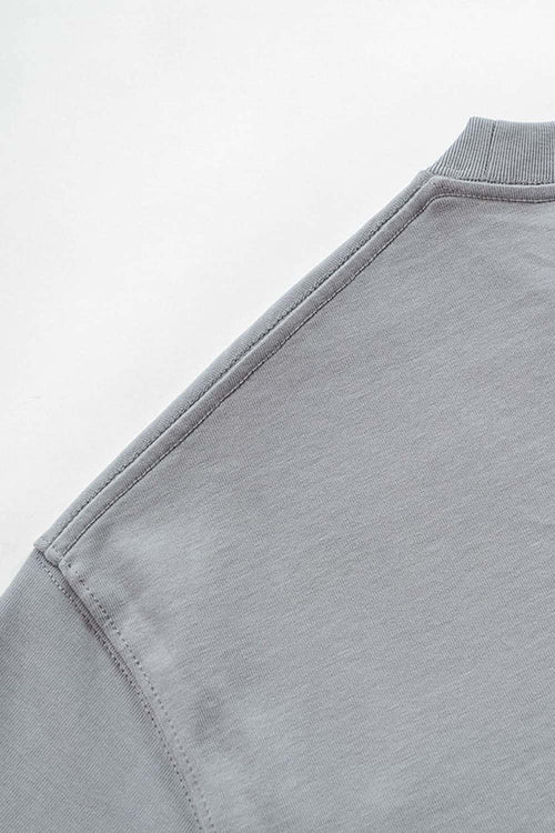 Ultra-Heavyweight Drop-Shoulder T-Shirt in Medium Gray - collar detail