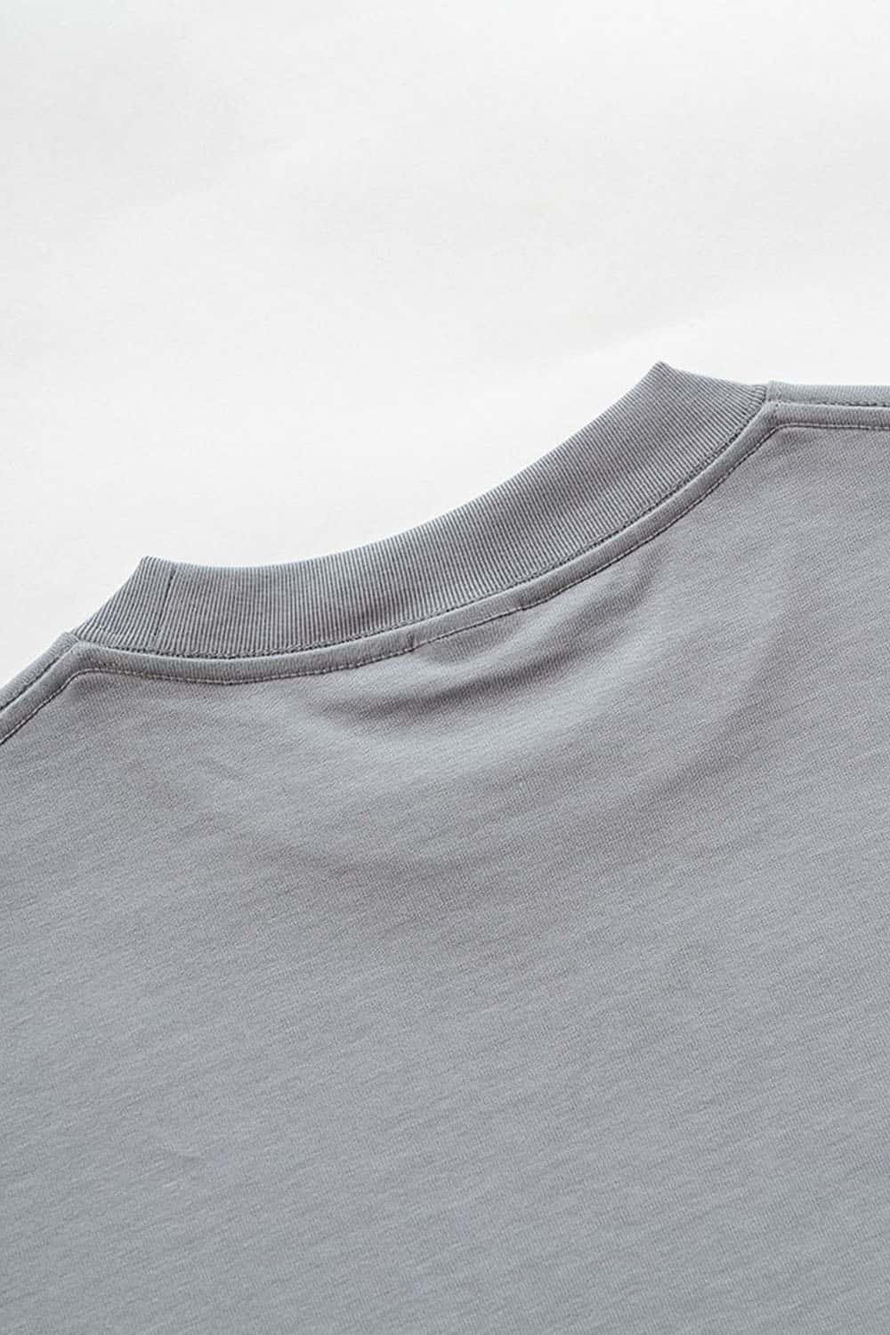 Ultra-Heavyweight Drop-Shoulder T-Shirt in Medium Gray - collar detail