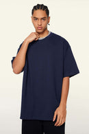 Ultra-Heavyweight Drop-Shoulder T-Shirt in Navy Blue - front product view