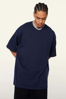 Ultra-Heavyweight Drop-Shoulder T-Shirt in Navy Blue - back modeled view