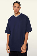 Ultra-Heavyweight Drop-Shoulder T-Shirt in Navy Blue - front product view