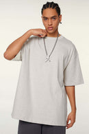 Ultra-Heavyweight Drop-Shoulder T-Shirt in Oat Gray - product detail close-up