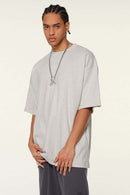 Ultra-Heavyweight Drop-Shoulder T-Shirt in Oat Gray - full-length front modeled view