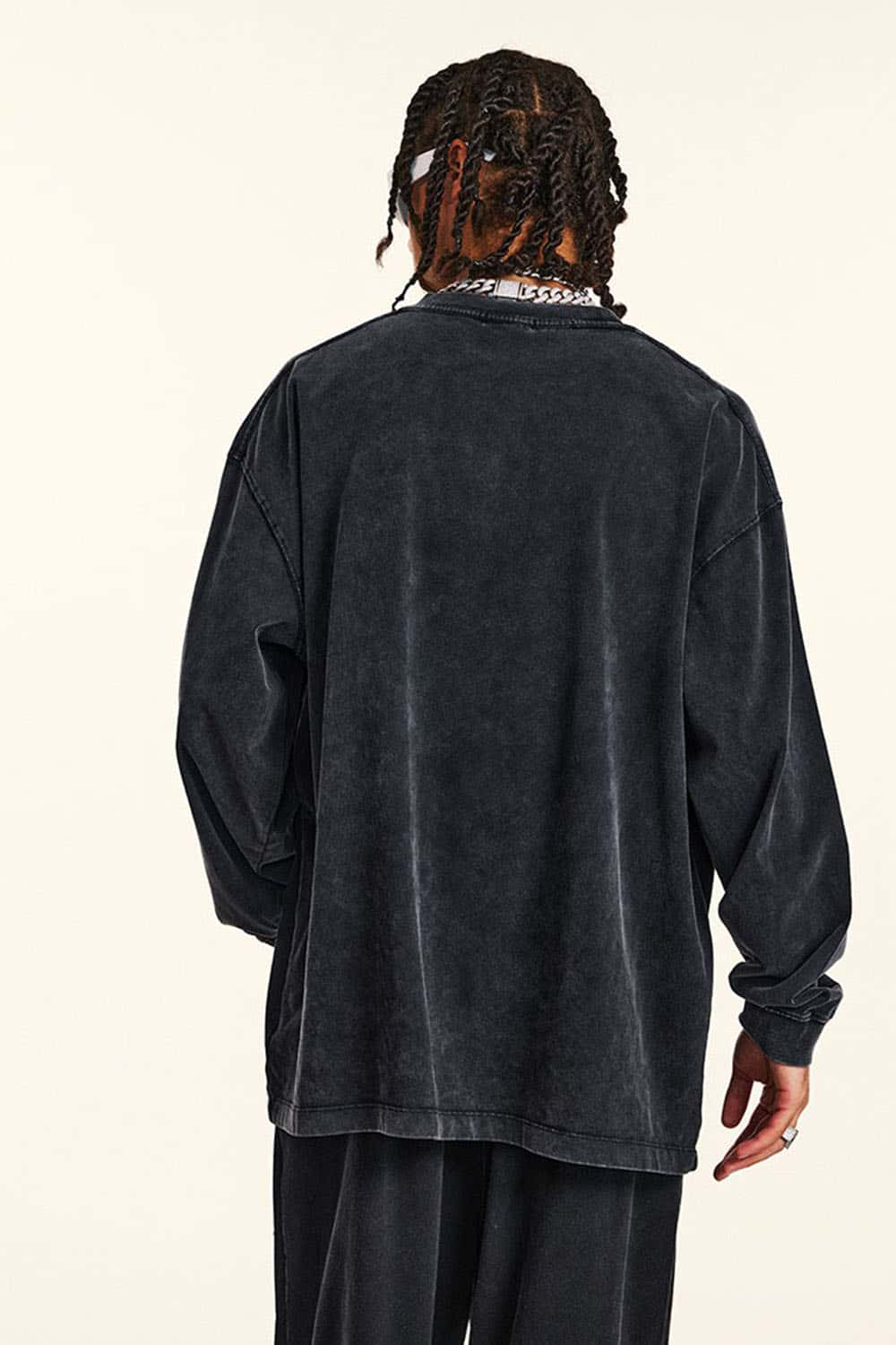 Men's Heavyweight Washed Long Sleeve T-Shirt Oversized Base Layer