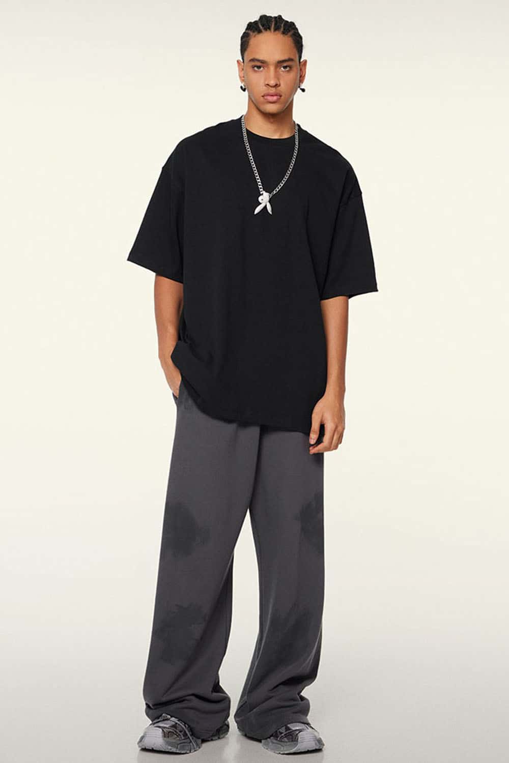 Relaxed Washed Cotton Tee - Black