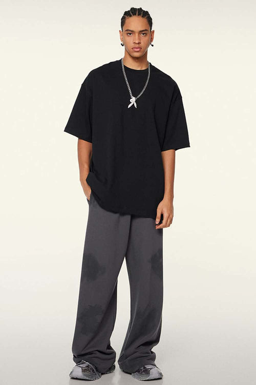 Relaxed Washed Cotton Tee - Black