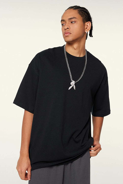 Relaxed Washed Cotton Tee - Black