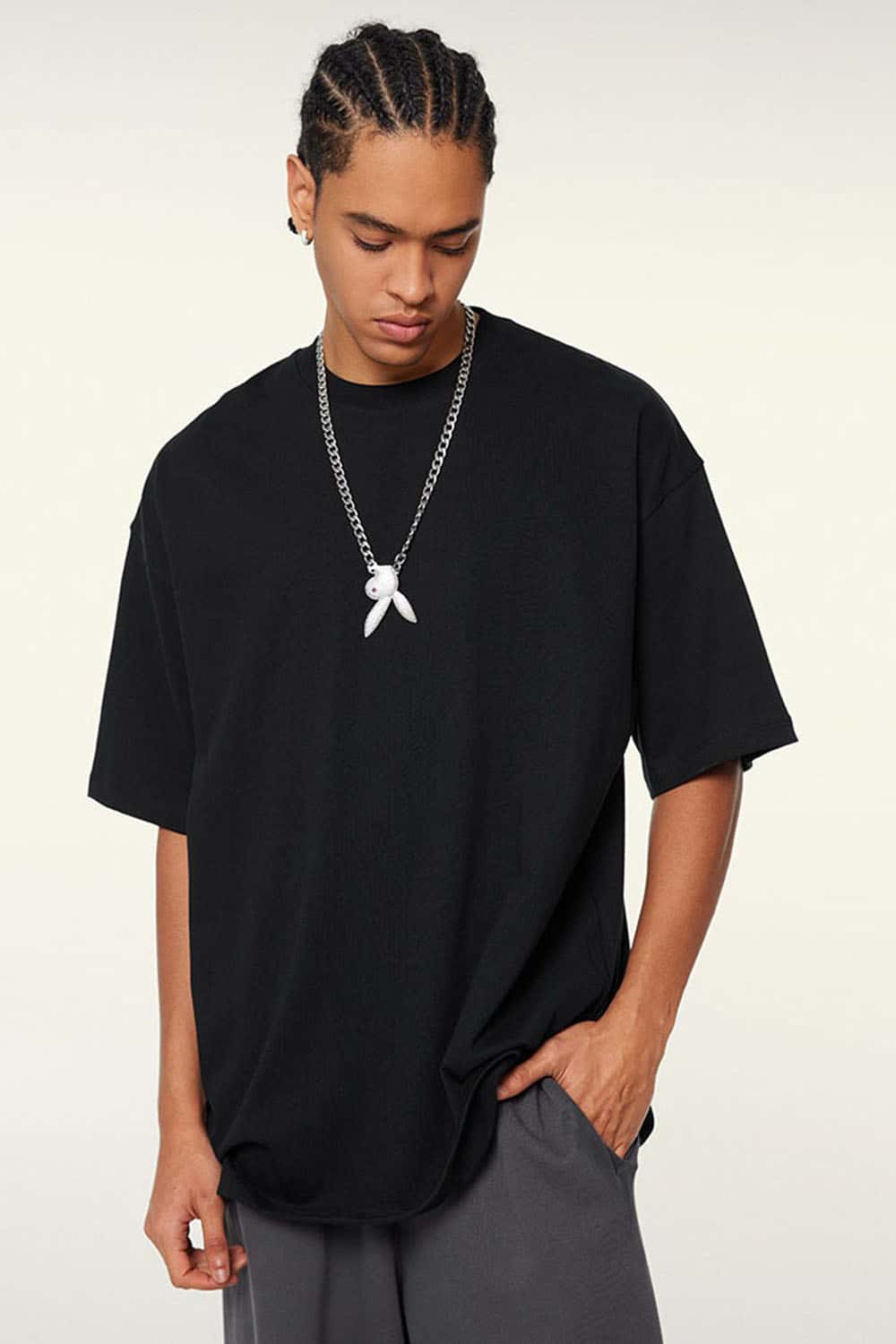 Relaxed Washed Cotton Tee - Black