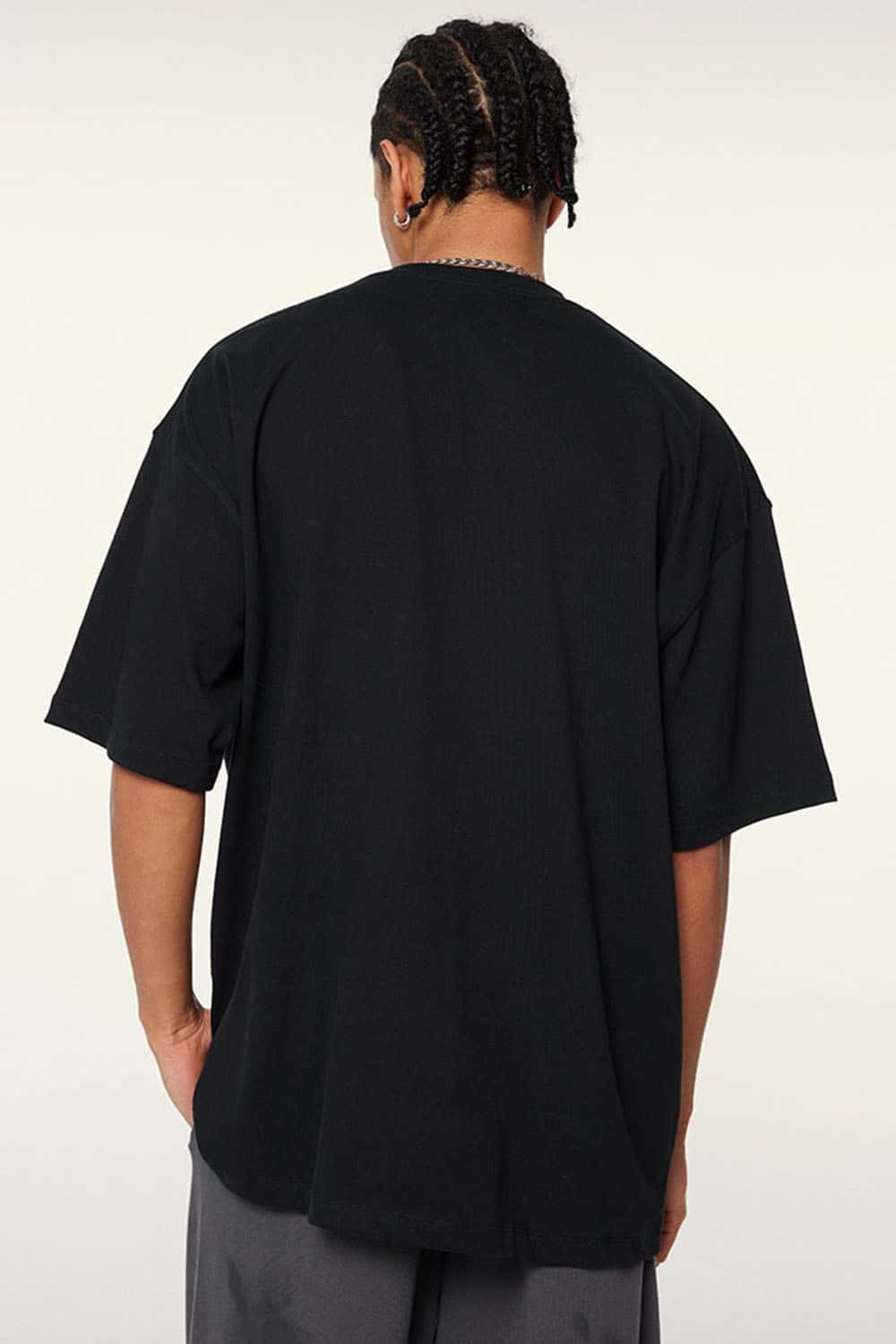 Relaxed Washed Cotton Tee - Black