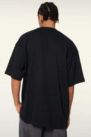 Relaxed Washed Cotton Tee - Black