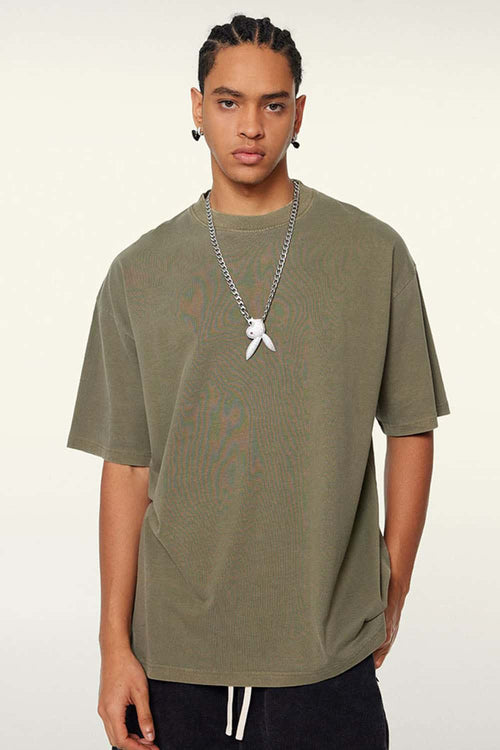 Relaxed Washed Cotton Tee - Camel
