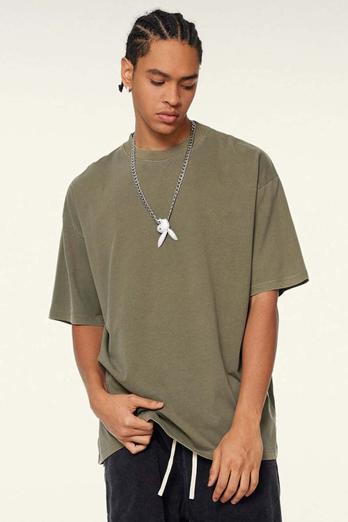 Relaxed Washed Cotton Tee - Camel