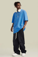 Relaxed Washed Cotton Tee - Denim Blue