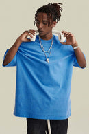 Relaxed Washed Cotton Tee - Denim Blue