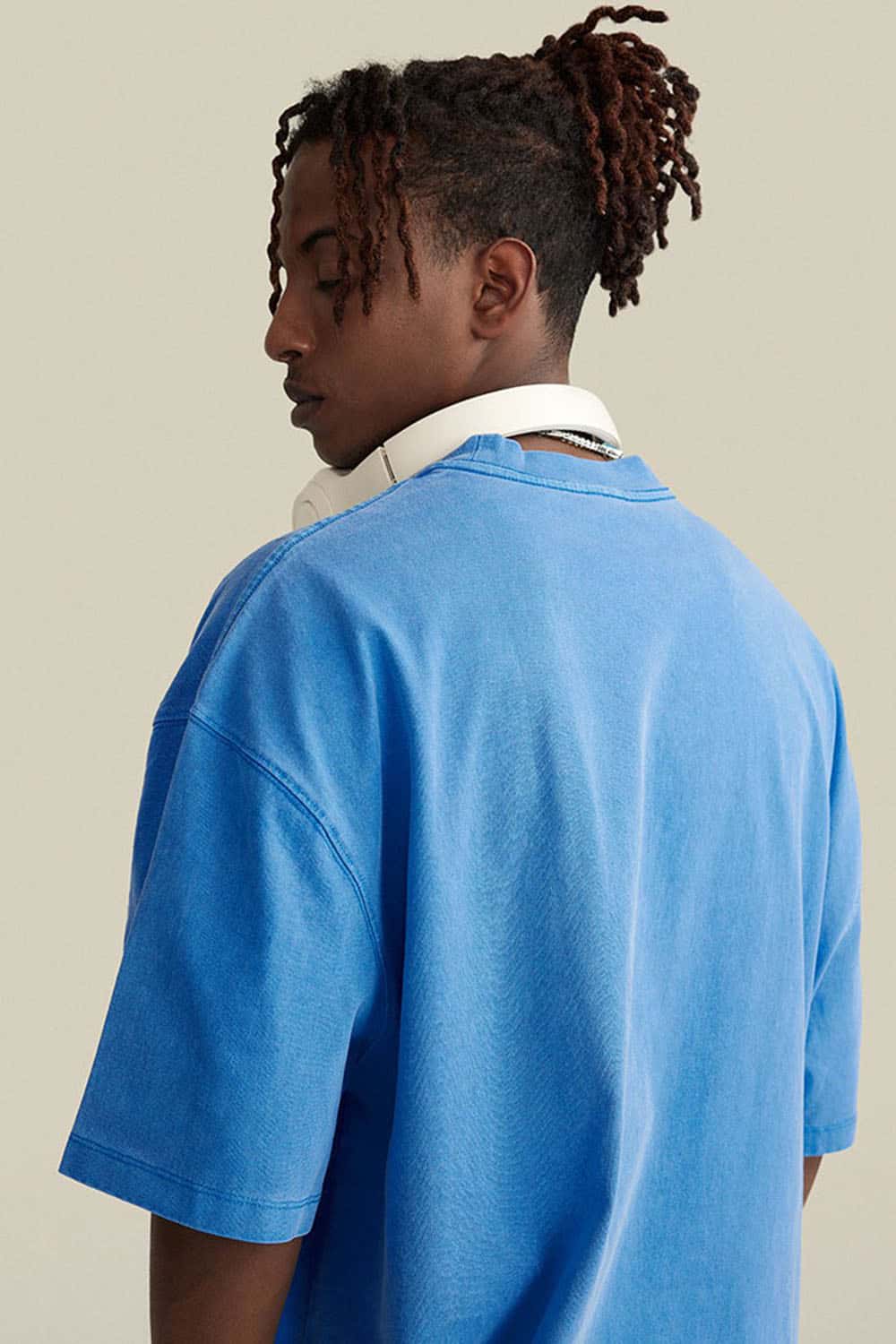 Relaxed Washed Cotton Tee - Denim Blue