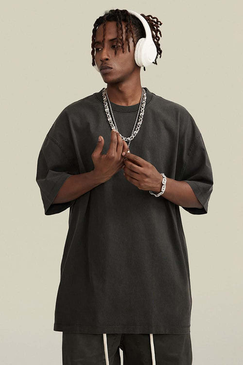 Relaxed Washed Cotton Tee - Dirty Gray