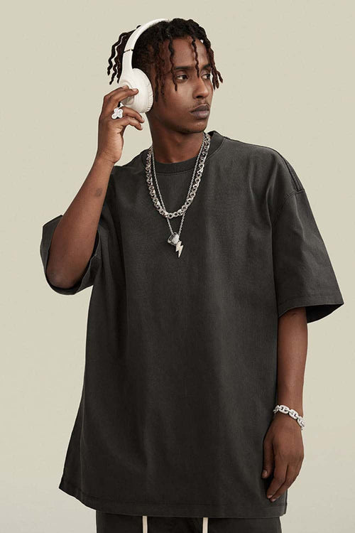 Relaxed Washed Cotton Tee - Dirty Gray
