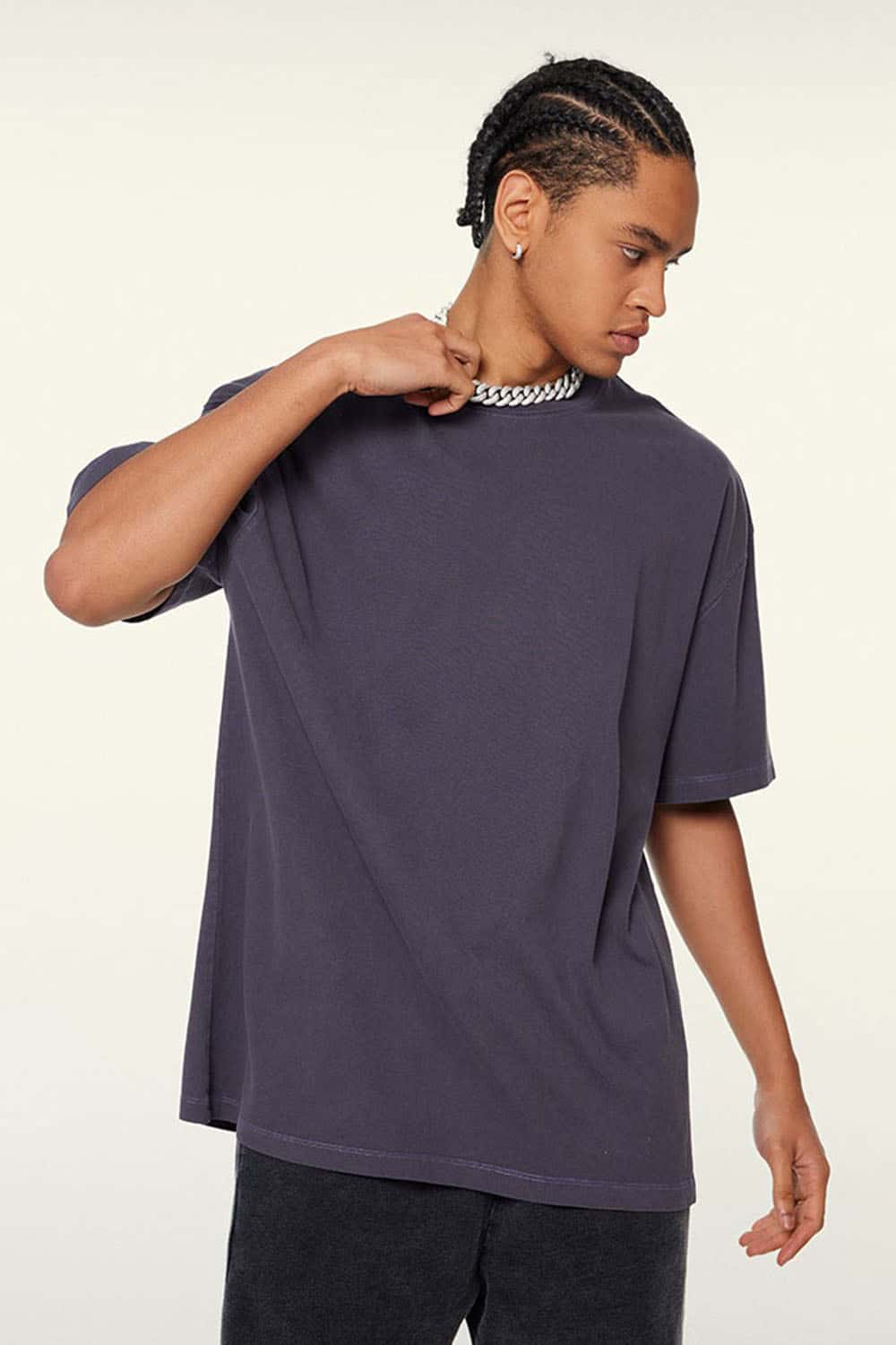 Relaxed Washed Cotton Tee - Grape Purple