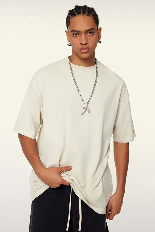Relaxed Washed Cotton Tee - Gray Apricot