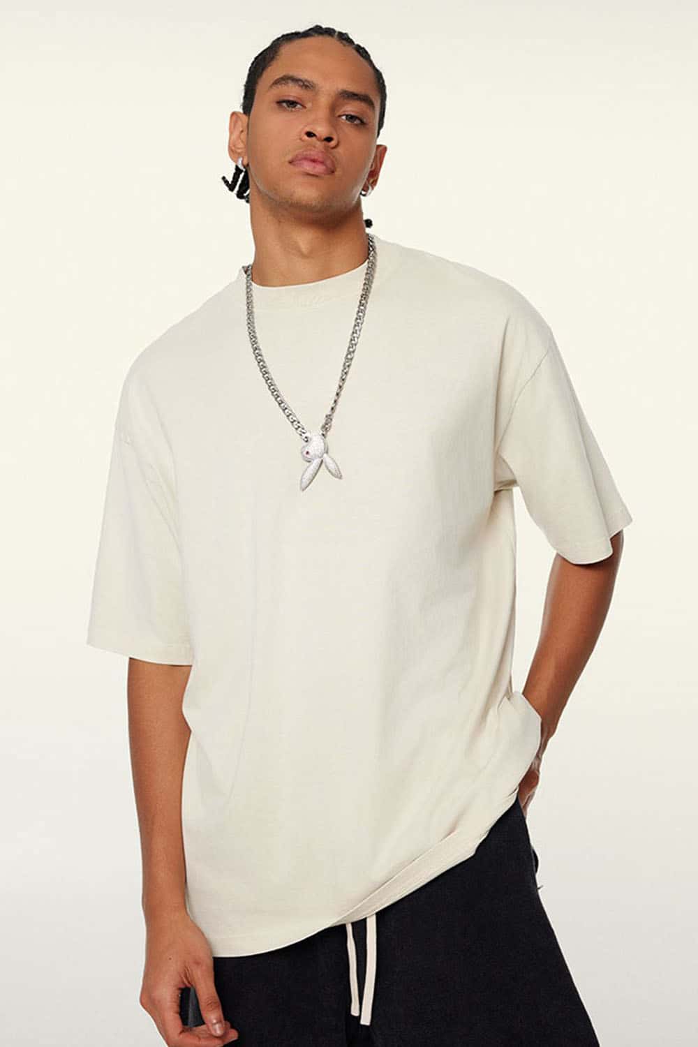 Relaxed Washed Cotton Tee - Gray Apricot