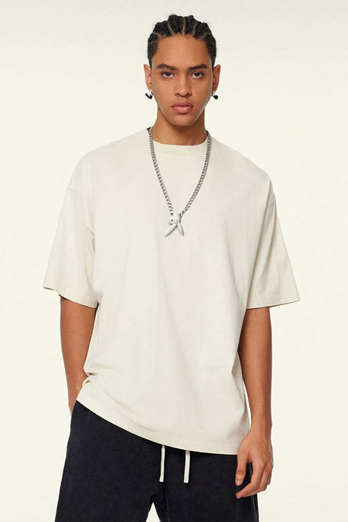 Relaxed Washed Cotton Tee - Gray Apricot
