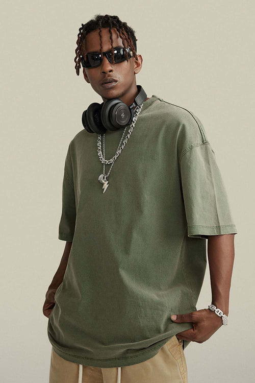 Relaxed Washed Cotton Tee - Grayish Green