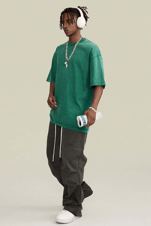 Relaxed Washed Cotton Tee - Green