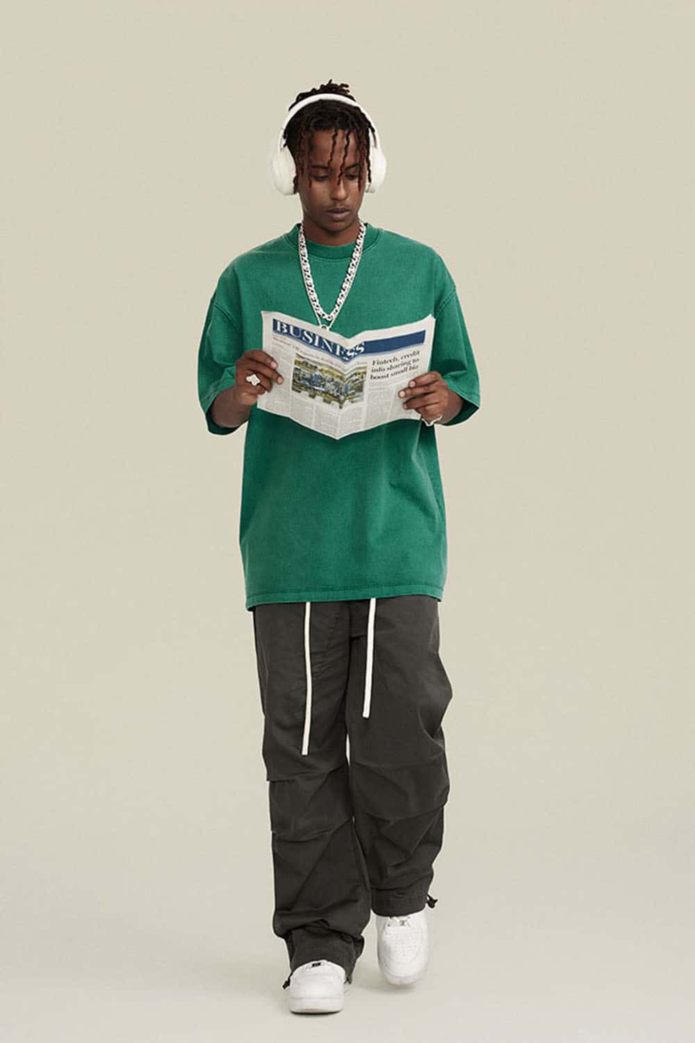 Relaxed Washed Cotton Tee - Green