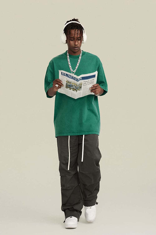Relaxed Washed Cotton Tee - Green
