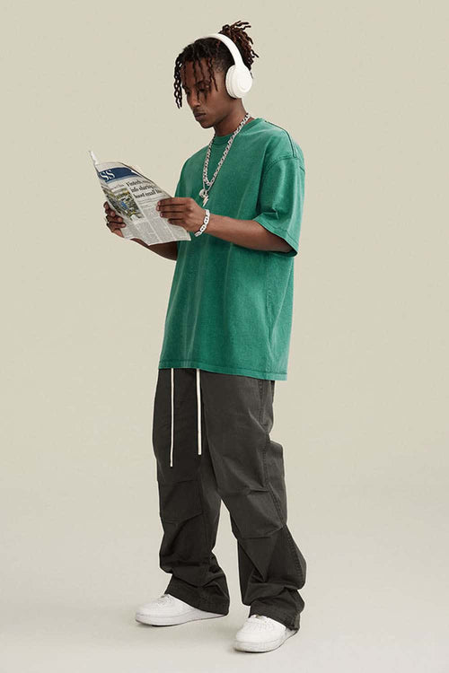 Relaxed Washed Cotton Tee - Green