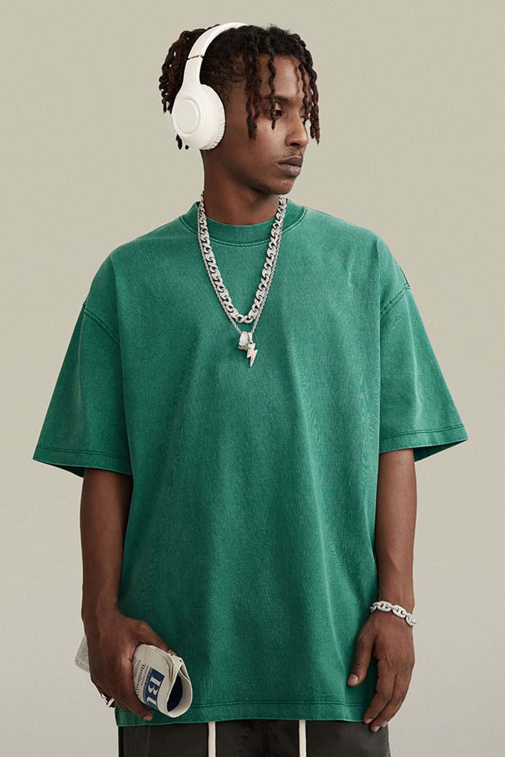 Relaxed Washed Cotton Tee - Green