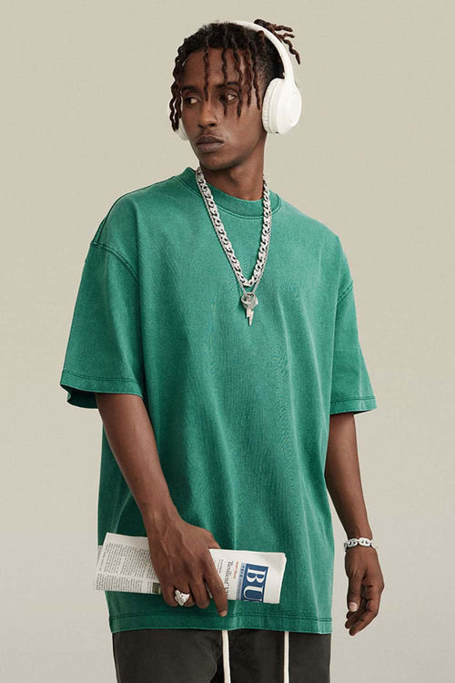Relaxed Washed Cotton Tee - Green