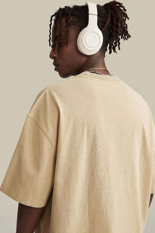 Relaxed Washed Cotton Tee - Khaki