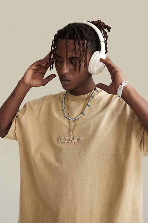 Relaxed Washed Cotton Tee - Khaki