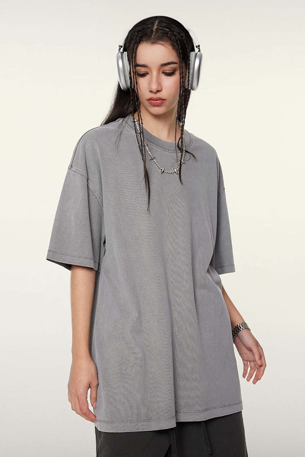Relaxed Washed Cotton Tee - Medium Gray