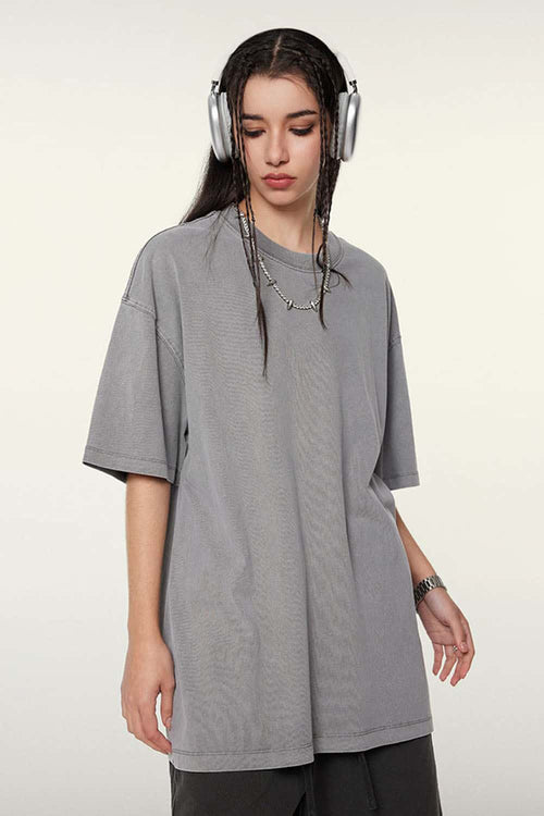Relaxed Washed Cotton Tee - Medium Gray