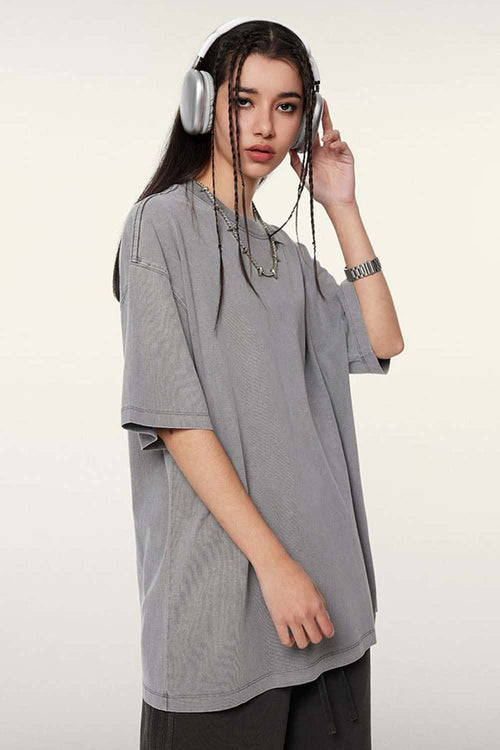Relaxed Washed Cotton Tee - Medium Gray