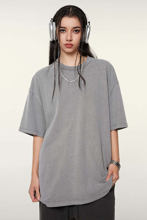 Relaxed Washed Cotton Tee - Medium Gray