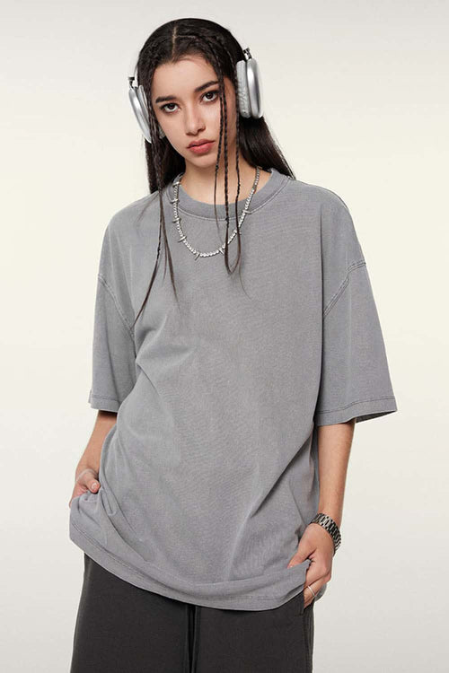 Relaxed Washed Cotton Tee - Medium Gray