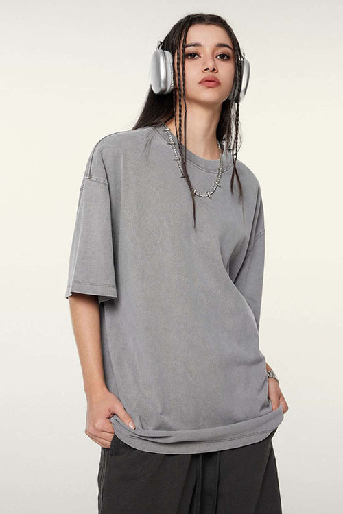 Relaxed Washed Cotton Tee - Medium Gray