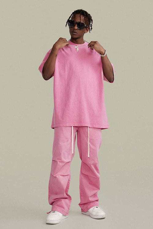Relaxed Washed Cotton Tee - Rose Pink