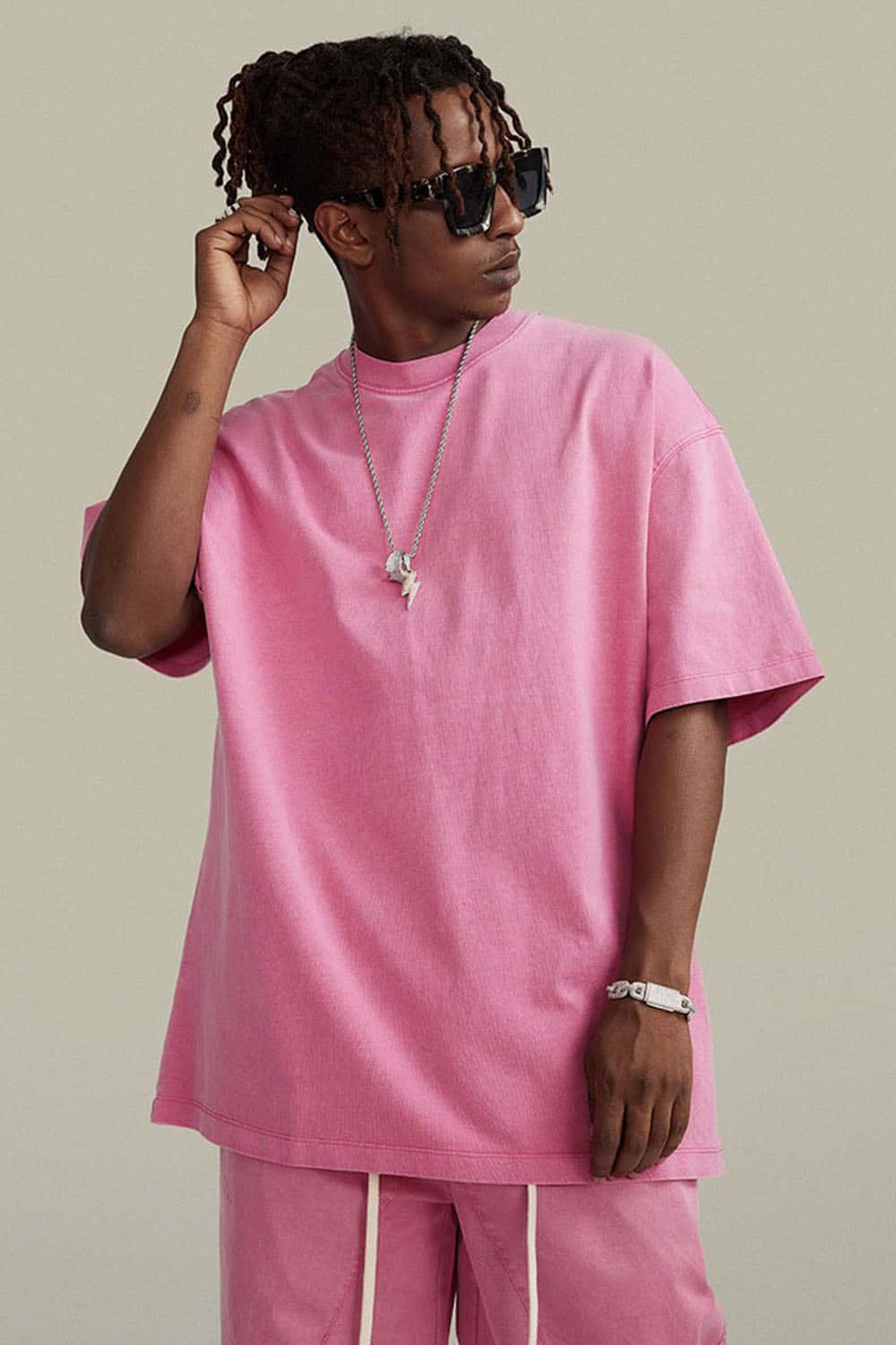 Relaxed Washed Cotton Tee - Rose Pink