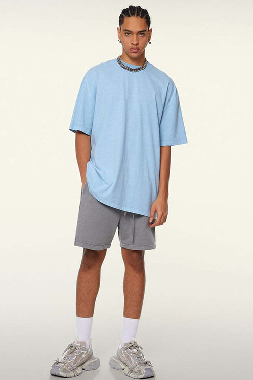 Relaxed Washed Cotton Tee - Sky Blue