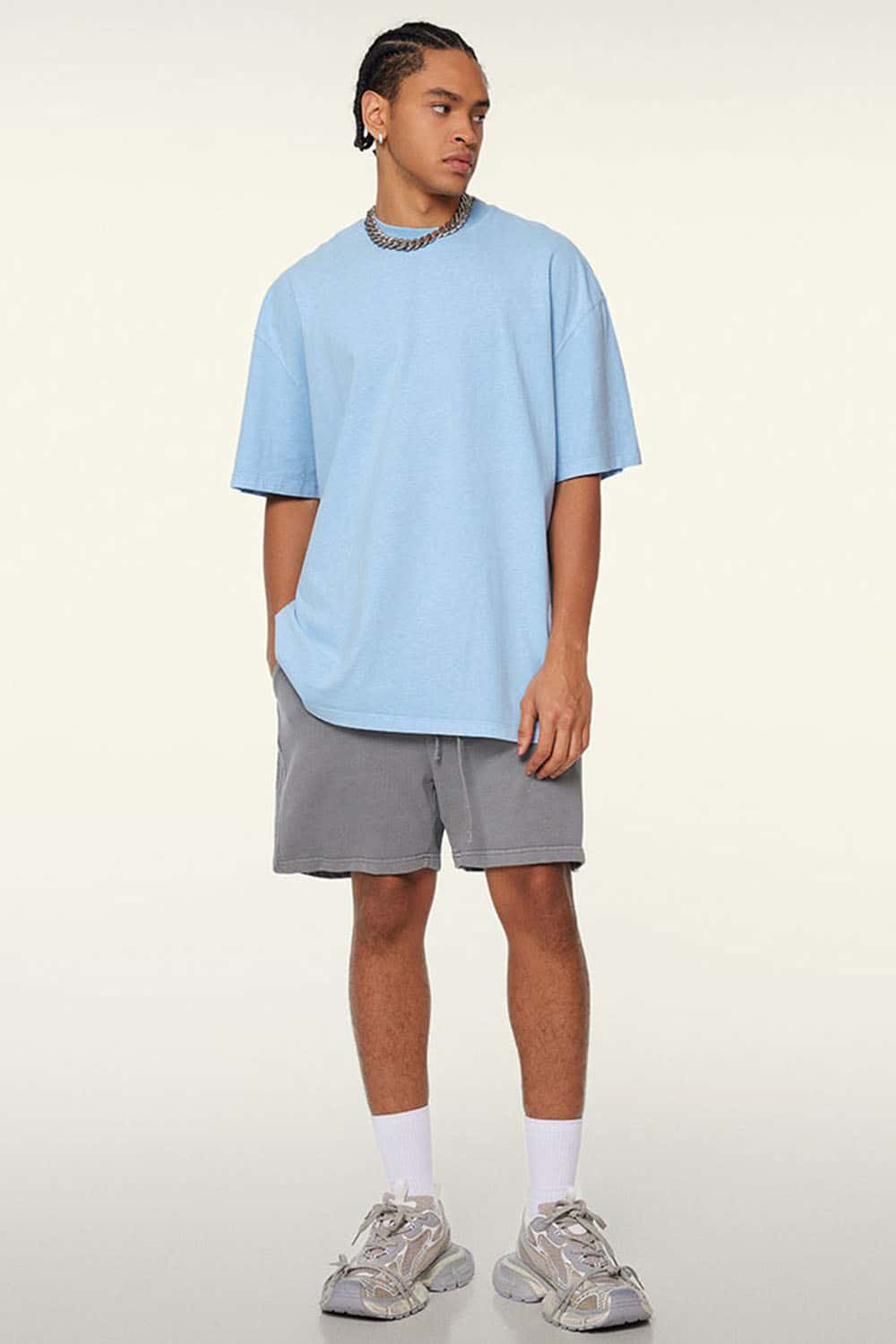 Relaxed Washed Cotton Tee - Sky Blue