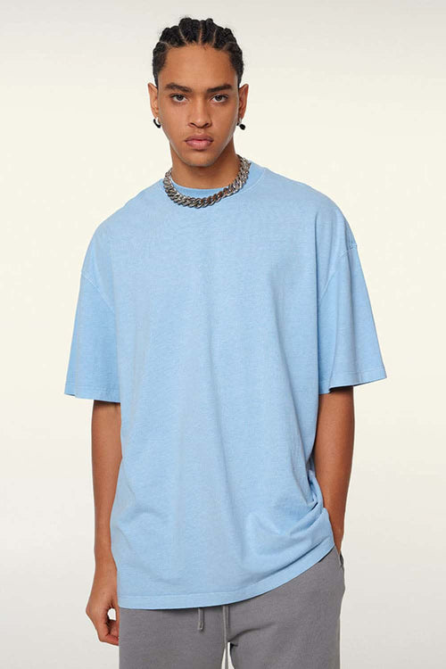 Relaxed Washed Cotton Tee - Sky Blue