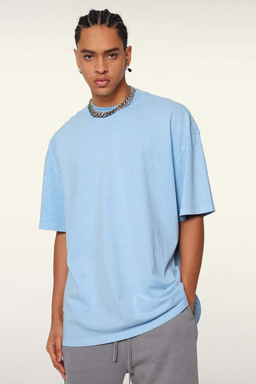 Relaxed Washed Cotton Tee - Sky Blue
