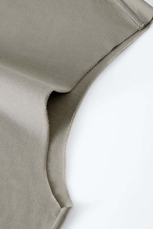 Heavyweight Relaxed Wide-Shoulder Cotton Sleeveless Top in Grayish Green - product detail close-up