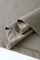 Heavyweight Relaxed Wide-Shoulder Cotton Sleeveless Top in Grayish Green - hem detail
