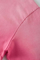 Washed Gradient Cotton Relaxed Drop-Shoulder T-Shirt in Rose Red - product detail close-up