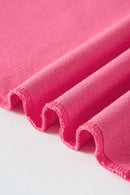Washed Gradient Cotton Relaxed Drop-Shoulder T-Shirt in Rose Red - collar detail